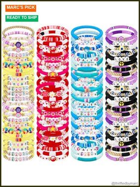 100 Pcs Preppy Friendship Bracelets Clay Acrylic Stackable Boho Y2K